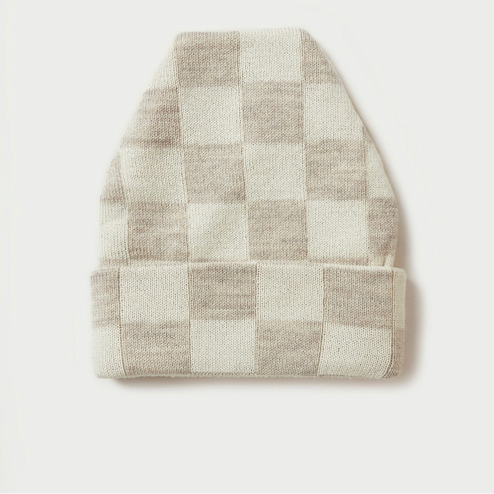 LOEFFLER RANDALL Bartlet Oatmeal Checker Knit Beanie